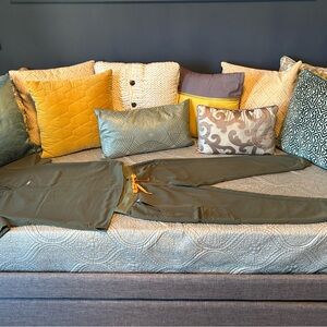 Figs Limited edition color- Moss Green Jogger Set with orange waist tie.